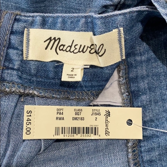 💖8/22💖Madewell Denim ApronBow-Back Jumpsuit - Picture 4 of 7